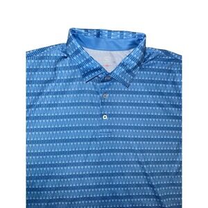 Men's Southern Tide partial button front S/S Polo Shirt  XXL Golf Balls Tees AOP